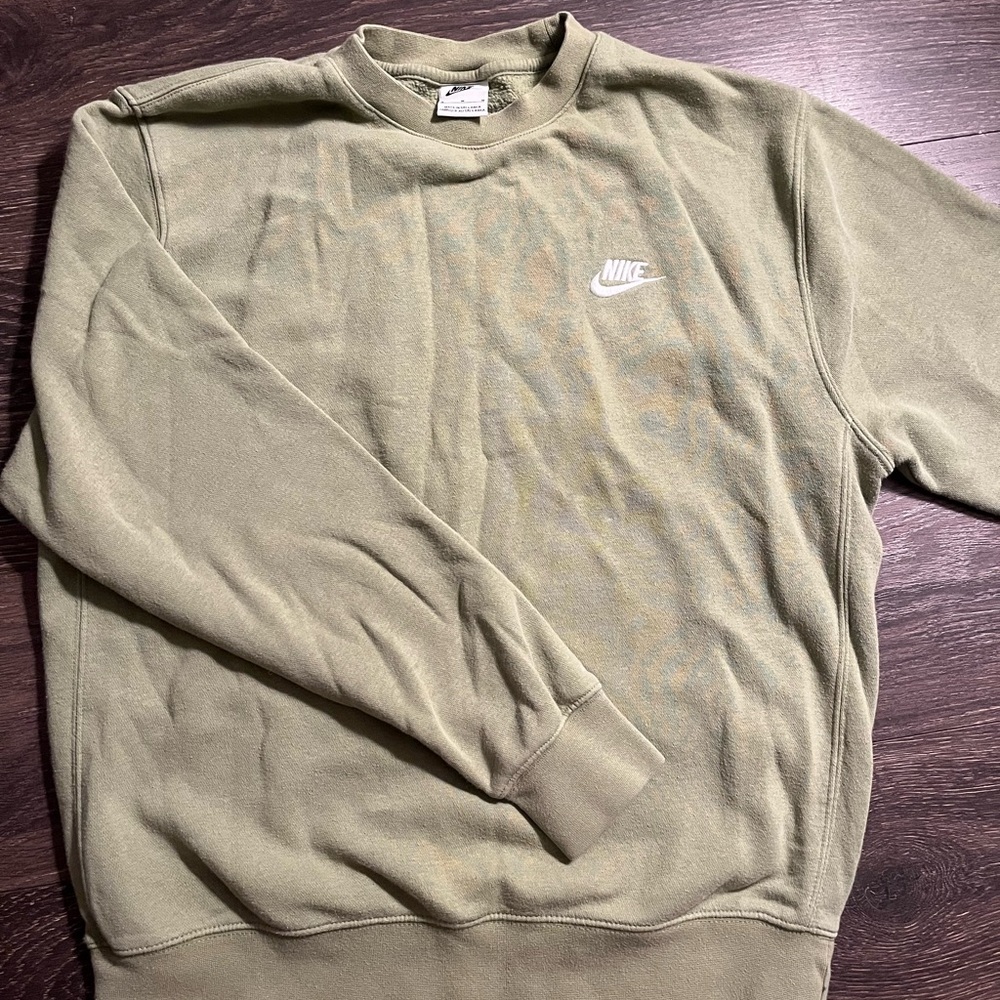 Nike Olive Crewneck Sweatshirt with White Logo